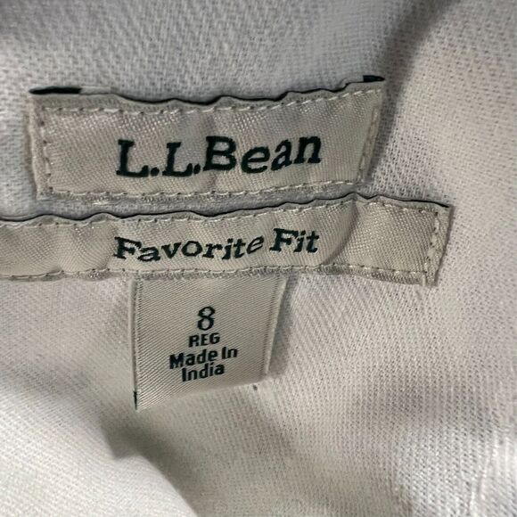 L.L. Bean Seersucker Shorts Womens 8 Blue Favorite Fit Chino Patchwork Stripe - Picture 4 of 7